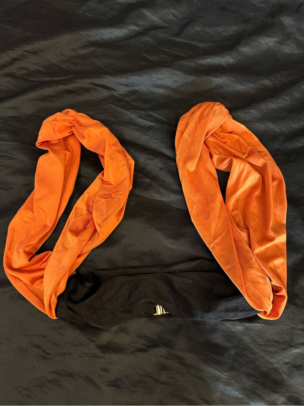 OMG Miami Swimwear x Daphne Joy Orange Draped Sleeve Black Swim Top Medium